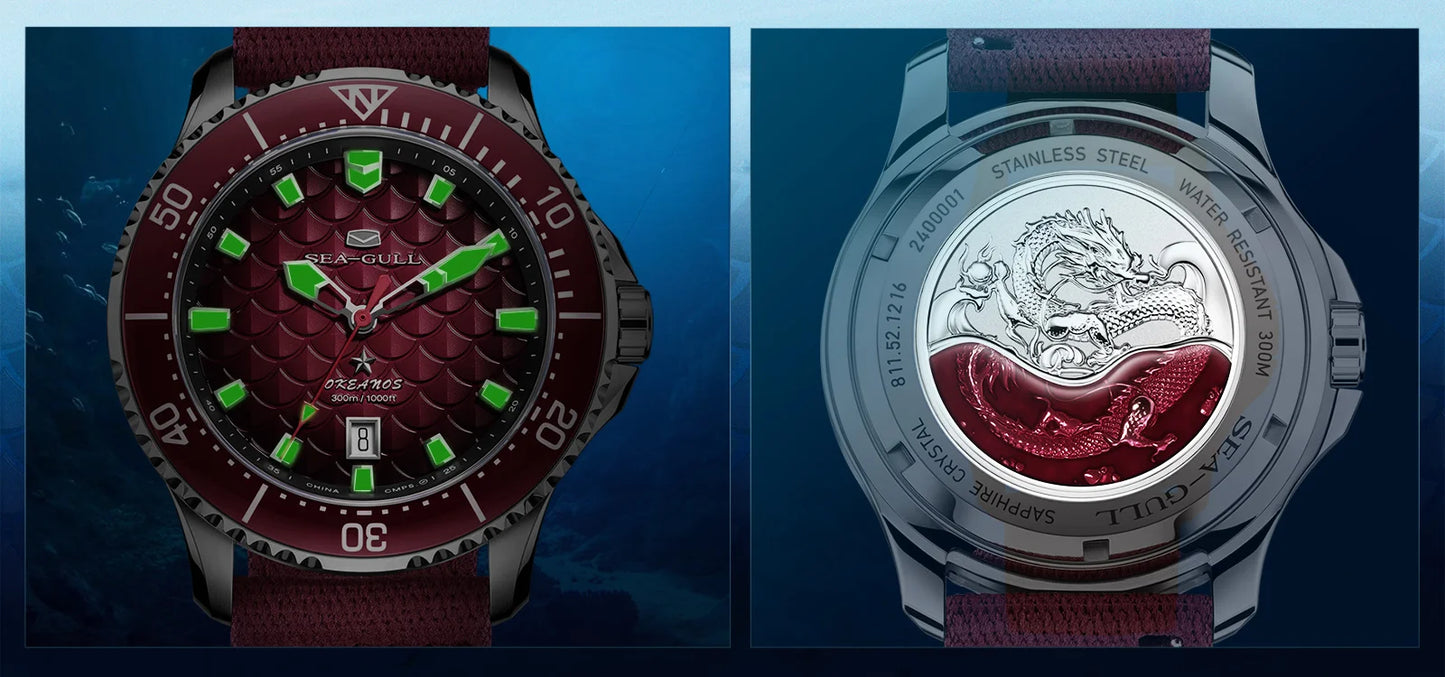 Seagull King of the Dragon Men's Watches Automatic Mechanical Watch Sports Diver 300M Waterproof Wristwatch Luxury 2024 New 1216