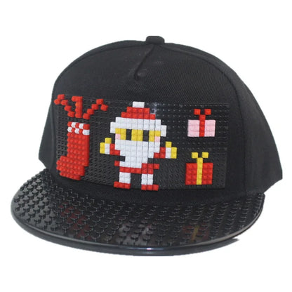 Tegneserie-patchwork-baseballkasketter, DIY-blokke, snapback-kasketter, hiphop-kasketter til mænd og kvinder, aftagelige pixel-kasketter, dad hats, kasketter til børn og voksne