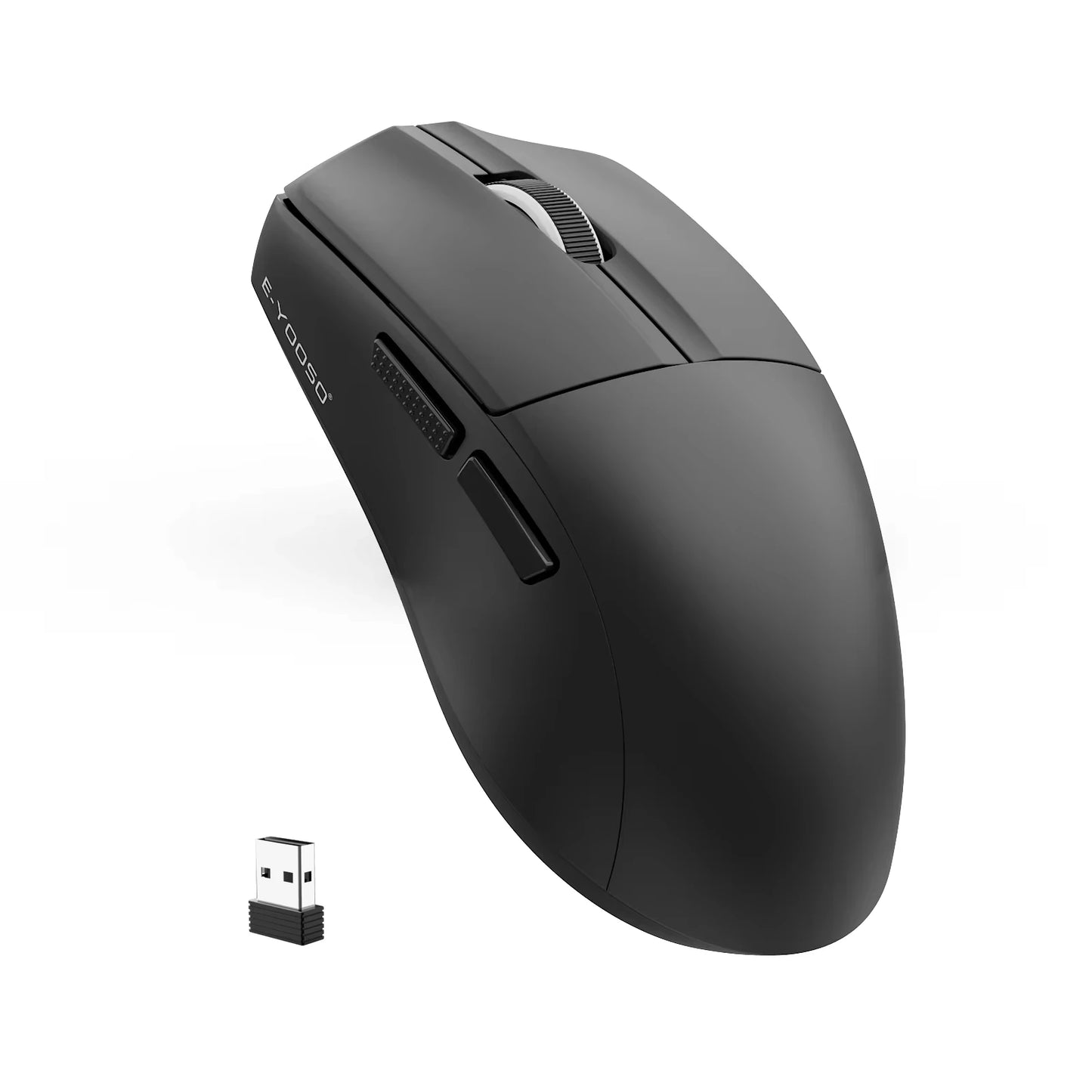 E-YOOSO portabel ultralätt mus, trådbunden mus med tri-mode 2.4G/BT/USB-C, uppladdningsbar datormus för laptop/PC/Mac