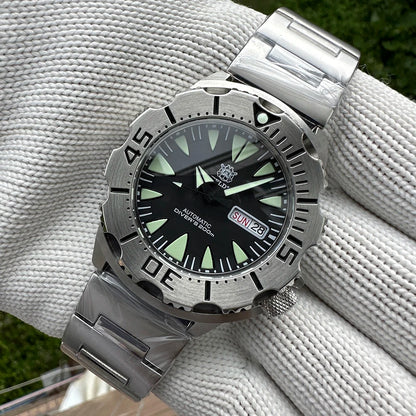 STEELDIVE SD1984 Monster Steel Strap Mechanical Watch NH36 Movt Sapphire Crystal 200M Waterproof Swiss Super Luminous Wristwatch