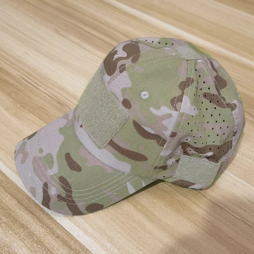Cappellino da baseball casual sportivo traspirante con motivo mimetico da uomo, cappello da sole per appassionati di stile militare, cappello tattico, cappello da addestramento militare, cappello a secchiello