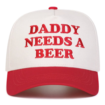 Cappellini da baseball unisex con ricamo "DADDY NEEDS A BEER", per primavera e autunno, da esterno, casual, regolabili, cappellino da sole, cappellino sportivo
