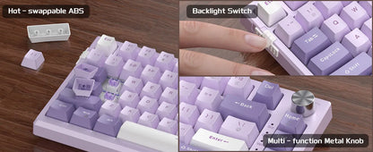 MageGee SKY81 Teclado mecánico gaming 75%, RGB, gasket, hot swappable, con cable, personalizable, sonido cremoso, amortiguación acústica y perilla