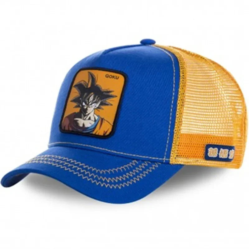 Cappellino da viaggio estivo Dragon Ball Buu Goku per uomo, con visiera, ricamo, stile hip-hop, visiera parasole, regolabile, in rete, tipo "trucker"