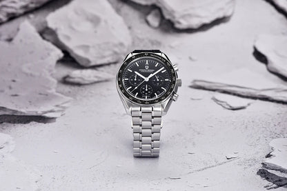 Zegarek męski PAGANI DESIGN „New Moon” – luksusowy zegarek kwarcowy, chronograf, szkło szafirowe z powłoką antyrefleksyjną, ceramiczna ramka, świecące wskazówki