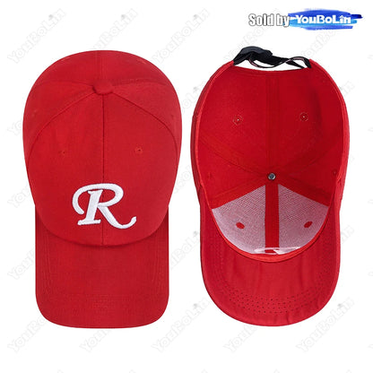 R letter Ribbon Embroidery Cotton Adjustable Hard Top Baseball Cap Sun Hat Trucker Hats Hip Hop Caps