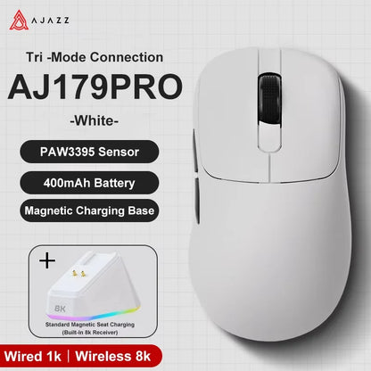 AJAZZ AJ179 V2 MAX tri-mode högerhänt mus, 56g lättviktsdesign, PAW3311-sensor, Huanuo Micro Switch, TelinkMicrochip