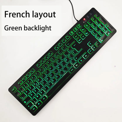 Spanisches/Französisches (AZERTY)/Russisches/Arabisches/Deutsches Tastaturlayout, beleuchtete kabelgebundene Desktop-Gaming-Tastatur für Desktop-Computer und Büro