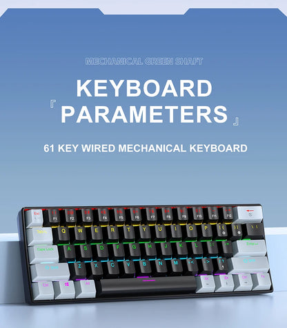 APAYADO K61 60% Mini kabelgebundene mechanische Gaming-Tastatur Phantom RGB, 61 Tasten, Red/Blue Switch, ergonomisch, tragbar für PC/Laptop