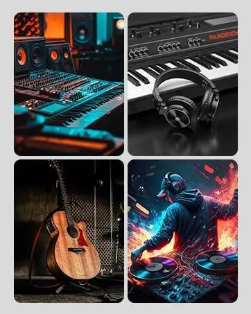 PUPGSIS Studio Headphones Professional DJ Wired Headphones 40kHz Hi-Res Stereo Recording Monitor Headset with 50mm Driver