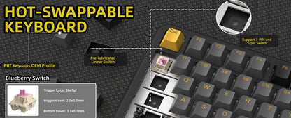 ATTACK SHARK X85 Pro 75% Mechanical Keyboard Wireless RGB Gaming Keyboard with Display Screen, Knob, Hot Swappable Gasket Mount, Bluetooth, 2.4GHz & Wired