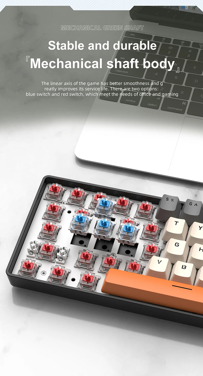 APAYADO K61 Mini 60% Gaming Keyboard 61-Key, Wired, Portable, RGB Lighting, Red/Blue Switch, Black/White/Red Colors