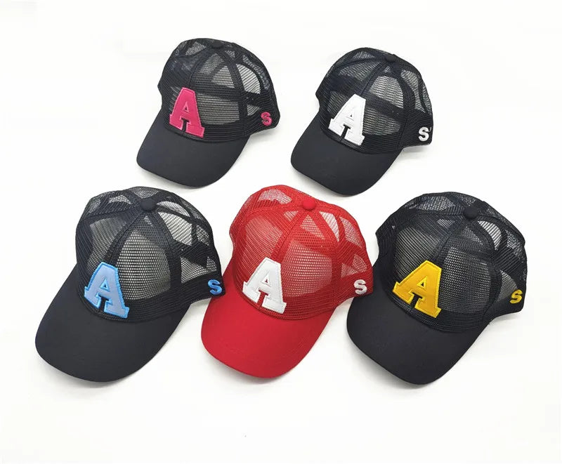 Summer autumn Kid Boy Cartoon Letter Embroidered Baseabll Caps Children Girls Outdoor Leisure Mesh Sport hats