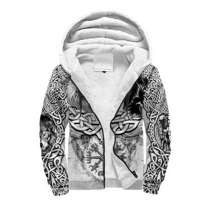 Mjolnir Odin Raven Wolf Tattoo 3D Printed Mens Winter Thicker Zip Hoodie Unisex Casual Hooded Tracksuit Warm Fleece Jacket KD16