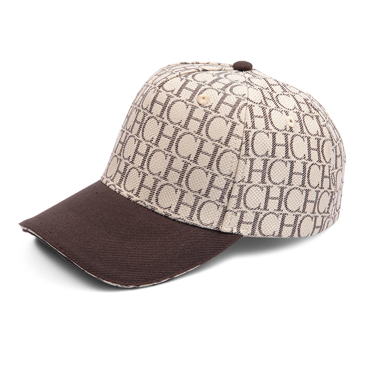 Czapka baseballowa z nadrukiem monogramu CH, usztywniona, regulowana, unisex, typu „dad hat”, z daszkiem przeciwsłonecznym, w stylu streetwear, czarna, z tkaniny, czapka codzienna