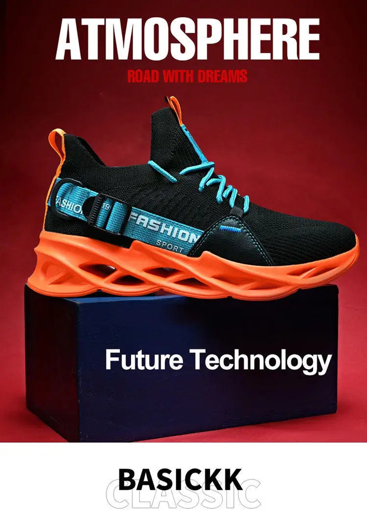 Modische lila Freizeit-Sneaker für Damen und Herren, Blade-Laufschuhe, große Größe 48, leichte, atmungsaktive Sportschuhe für Herren, Mesh-Sneaker