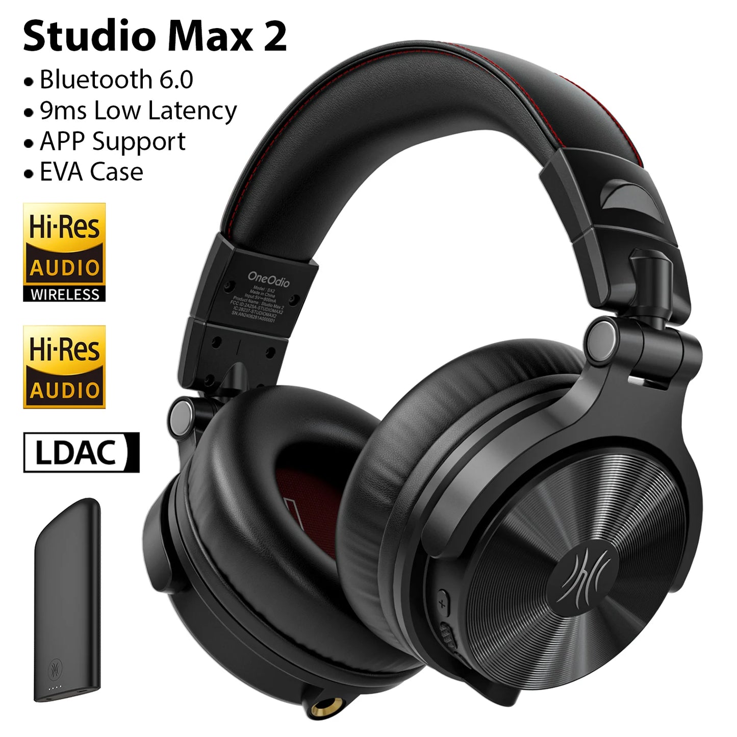 OneOdio Studio Max Wireless DJ Headphones Bluetooth 6.0 – 9ms Ultra Low Latency, Hi-Res LDAC Studio Monitor Over-Ear Headset with Microphone