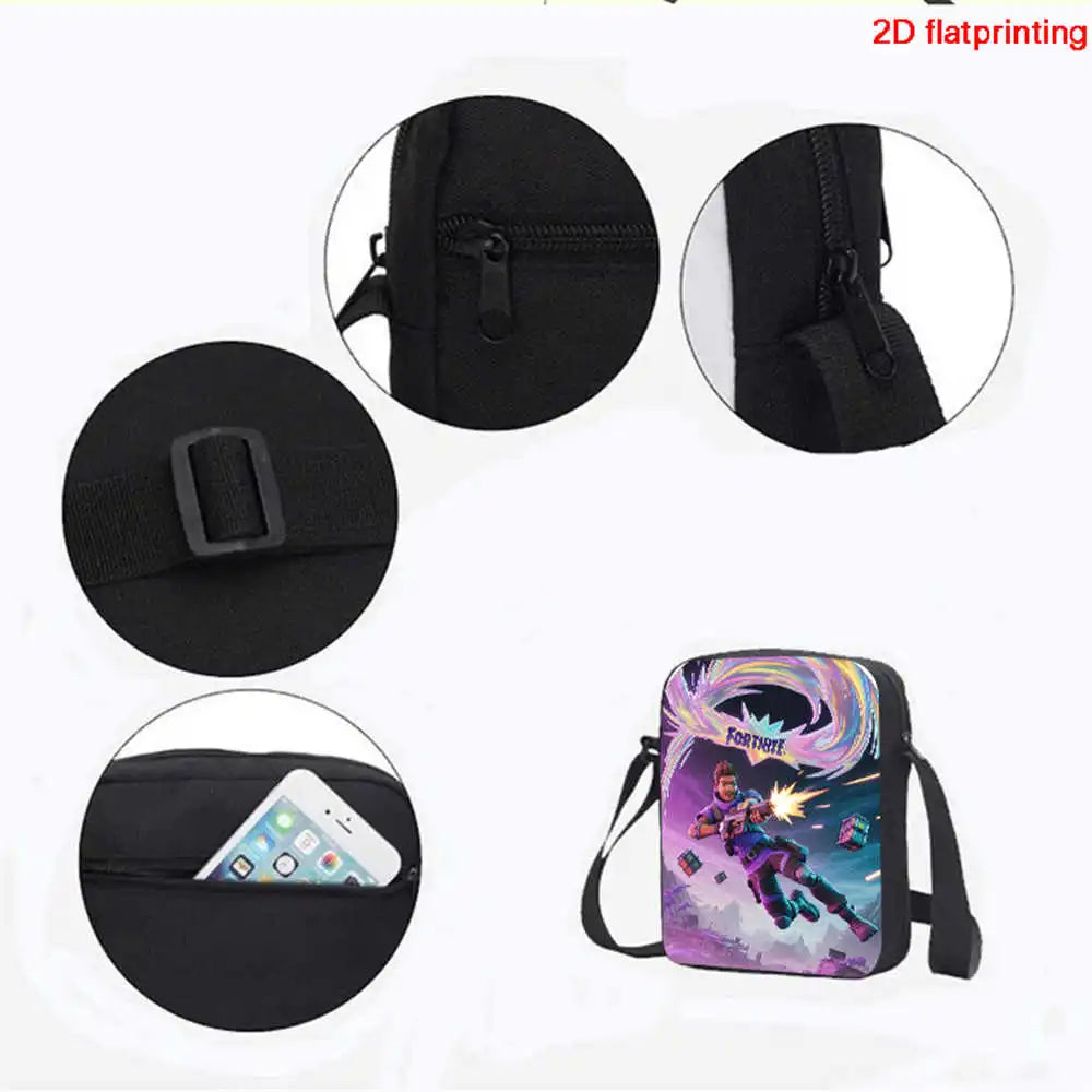 Fortnite 3Pcs Bag Set, Backpack with Front Pocket, Crossbody Bag and Pencil Case,  Boys girls The best gift for children