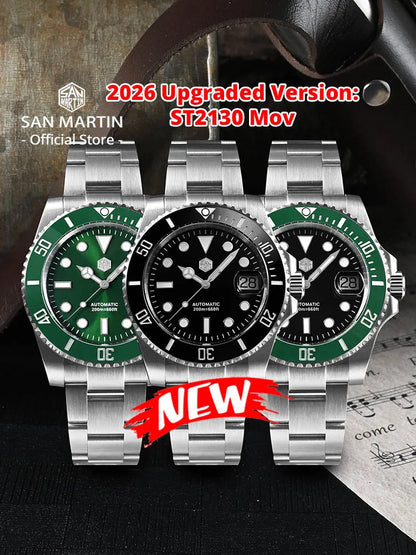 San Martin Upgraded Version 40mm Water Ghost Diver Watch Men Luxury Automatic Mechanical Watches Sapphire Waterproof 200m SN0017