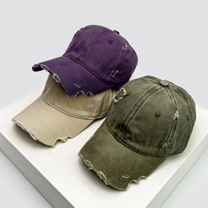 Cappellini da baseball unisex con visiera a tacca, in tessuto a tinta unita, traspiranti, stile "broken", con visiera per proteggersi dal sole, casual, versatili, effetto consumato, alla moda