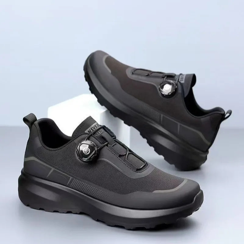 Zapatillas deportivas nuevas para hombre con botón giratorio, de plataforma, para conducir, para caminar, para actividades al aire libre, resistentes al desgaste, para correr y para deporte, talla grande