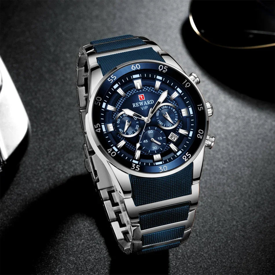 REWARD Men's Watches 81011M Sports Silicone Quartz Men's Watch Waterproof Calendar Chronograph Luminous Watches Men