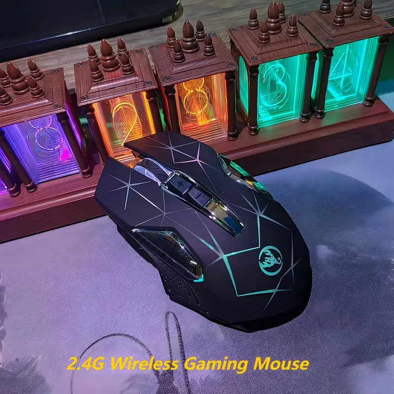 Wireless Gaming Mouse 2.4G Rechargeable Gaming Mouse with RGB Breathing Light, 2400 DPI, 6 Buttons, Instant Response Wireless Mouse for PC, Laptop & Gaming Switch