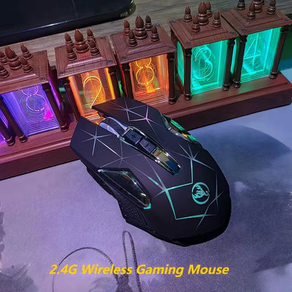 Wireless Gaming Mouse 2.4G Rechargeable Gaming Mouse with RGB Breathing Light, 2400 DPI, 6 Buttons, Instant Response Wireless Mouse for PC, Laptop & Gaming Switch