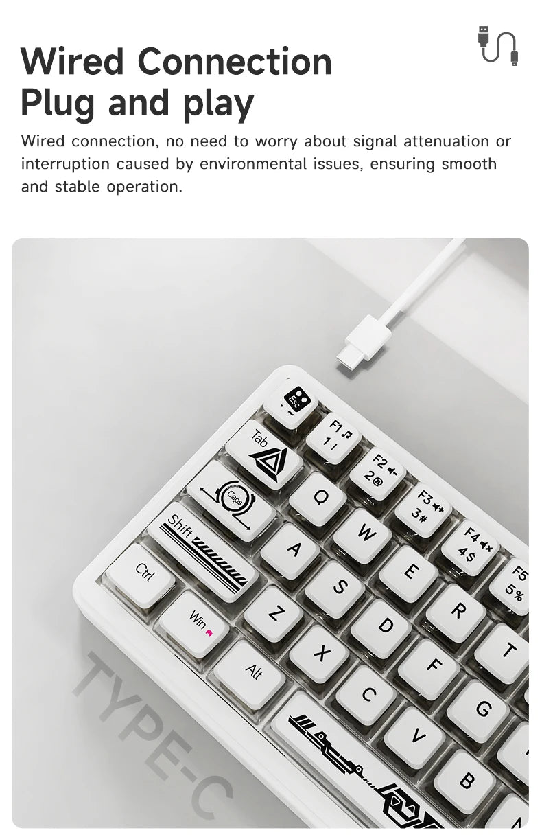 AJAZZ AK690 Clavier mécanique à 65 %, toutes les touches remplaçables à chaud, filaire USB Plug-and-Play, rétroéclairage mixte, 68 touches, clavier gaming pour ordinateur portable et PC