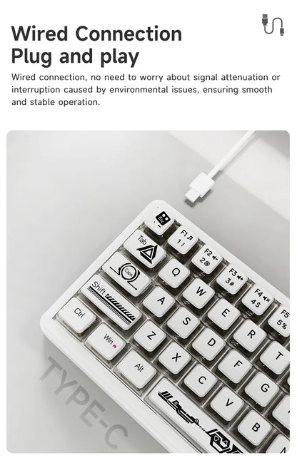 AJAZZ AK690 Clavier mécanique à 65 %, toutes les touches remplaçables à chaud, filaire USB Plug-and-Play, rétroéclairage mixte, 68 touches, clavier gaming pour ordinateur portable et PC
