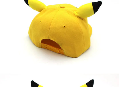 Cartoon Pikachu Cosplay Baseball Hat with Ears Cute Pokemon Baseball Cap for Adults Kids Costume Party Gift