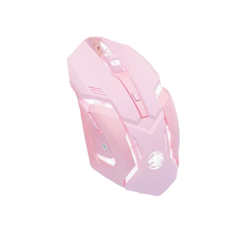Frontline Pink Gaming Mouse Wireless Bluetooth Silent Mechanical Gaming Mouse, Cute RGB Computer Mouse for Gaming, Office & Laptop