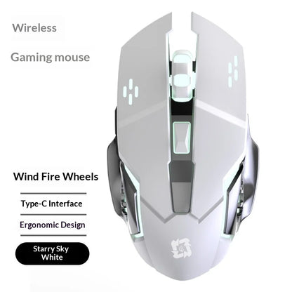Wireless Mouse Silent Rechargeable Bluetooth Mouse, Type-C Dual Mode 2.4G Wireless Mouse, Ergonomic RGB Wireless Mouse for Laptop, PC, Office & Gaming