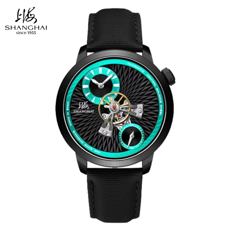 Shanghai Watch Sky Dome Men's Automatic Watches 42mm Center Flywheel Mechanical Wristwatch 5Bar Waterproof Watches Reloje S2101