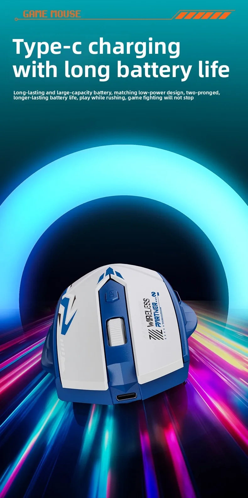 Rechargeable Wireless Mouse Bluetooth 5.4 & 2.4GHz Gaming Mouse, Ergonomic Wireless Mouse 1600 DPI for PC, Laptop & Office