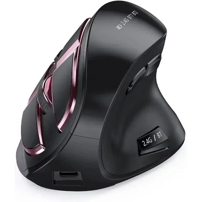 IHOYI Bluetooth Vertical Wireless Mouse Rechargeable Ergonomic Silent Mouse with 2400 DPI, USB 2.4G Wireless Mouse for Laptop & Desktop