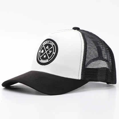 Sommer-baseballkasket i mesh til kvinder og mænd med bogstavpatch, snapback-kasket, afslappet, åndbar, unisex, street, hiphop, trucker-kasketter
