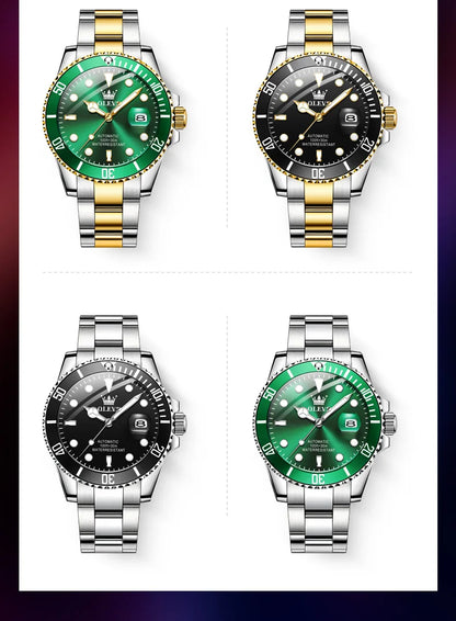Montre pour homme OLEVS 6650 : montre mécanique automatique classique d'origine pour homme, cadran en zircon, étanche, luminescente, en acier inoxydable