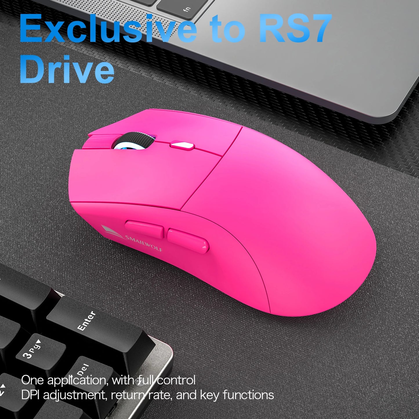 SMAILWOLF RS7 Bluetooth Wireless Gaming Mouse, PAW3311 Sensor, 20000 DPI Rechargeable Gaming Mouse with Macro Driver for PC, Laptop & Office