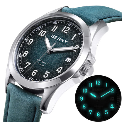 BERNY Automatic Watch Men  ST2130 Luminous Mechanical Wristwatch Sapphire Waterproof 10ATM Top Brand Luxury Watch for Men