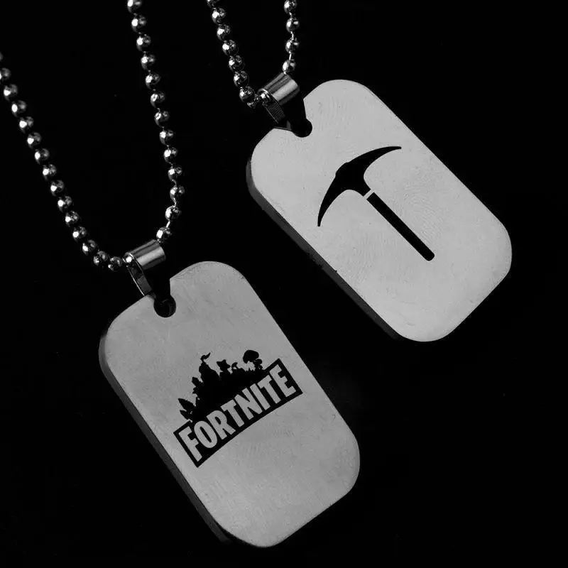 Fortnite Stainless Steel Pendant Necklace Cute Fashion Cartoon Personalized Creative Kawaii Keychain Gift for Friend's Birthday
