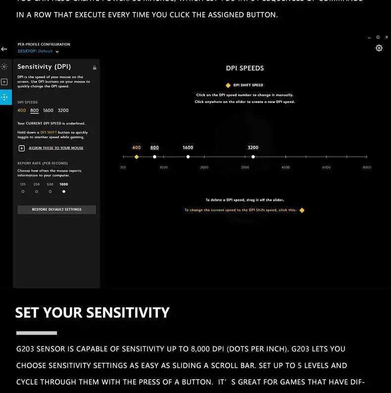 Logitech G203 LIGHTSYNC Wired Gaming Mouse 8000 DPI RGB Sensor, 6 Buttons Mechanical Tensioning USB Mouse for Gaming & Office