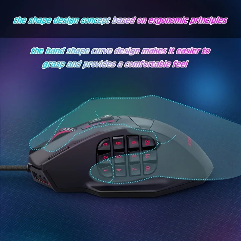 E-YOOSO X-39PRO Wired Gaming Mouse, Ergonomic Optical Gaming Mouse with SG8960 Sensor, Programmable Side Keys, Precision Esports Mouse for PC & Laptop