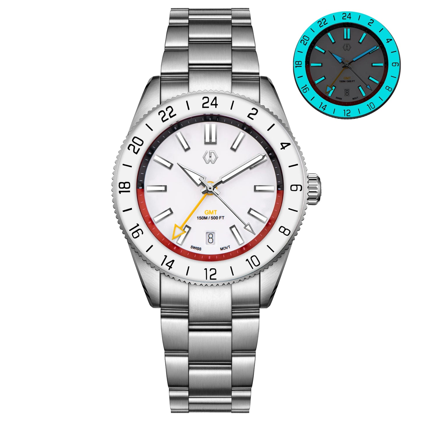 WSD9025 New man's Automatic Watch Quartz Swiss Movement BGW9 Luminous Bezel 4-Pin GMT 150 Meters Waterproof Diving