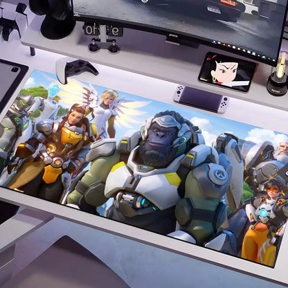 Tapete de Rato Overwatch em Vários Tamanhos, Grande e Quadrado, para Computador, Escritório e Gaming, com Base de Borracha Antiderrapante