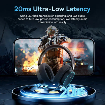 Baseus GH02 Gaming Wireless Headphones Bluetooth 5.3 Over-Ear Headset with Mic, 40mm Driver RGB Gaming Headphones, 2.4G Wireless Low Latency Headset