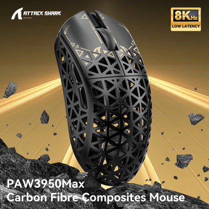 ATTACK SHARK R5 Ultra Wireless Gaming Mouse Tri-Mode, Carbon Fiber, PAW3950MAX Sensor, 8K 8000Hz Polling Rate, 42000 DPI Gaming Mouse