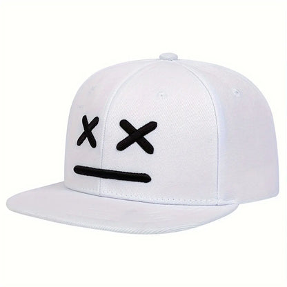 Cappellini unisex XX con ricamo a faccina sorridente, stile hip-hop, primavera-autunno, casual, regolabili, con chiusura a scatto, cappellini da baseball, cappellini parasole, cappellini sportivi
