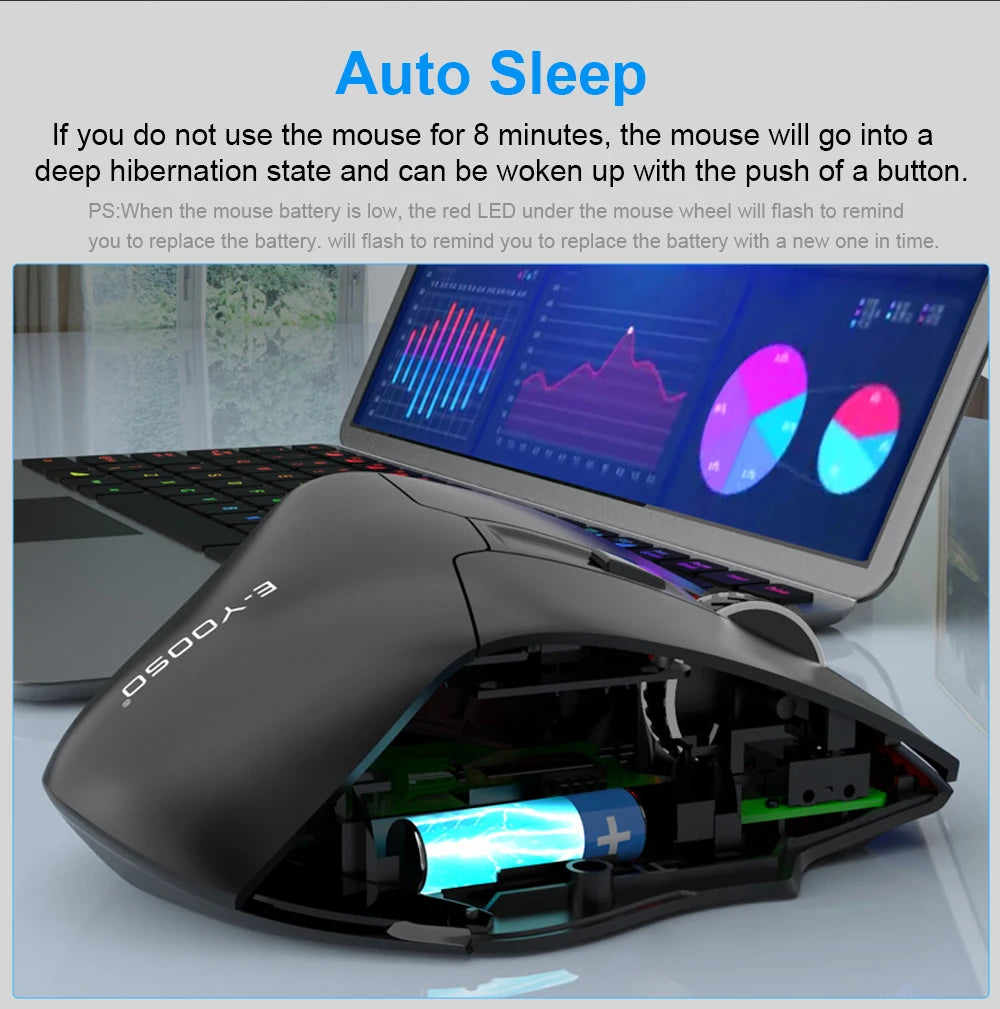 E-YOOSO X-31 USB 2.4G brezžična gaming miška velike velikosti za velike roke PAW3212 4800 DPI 5 gumbov za igralce, miška za računalnik, prenosnik in PC