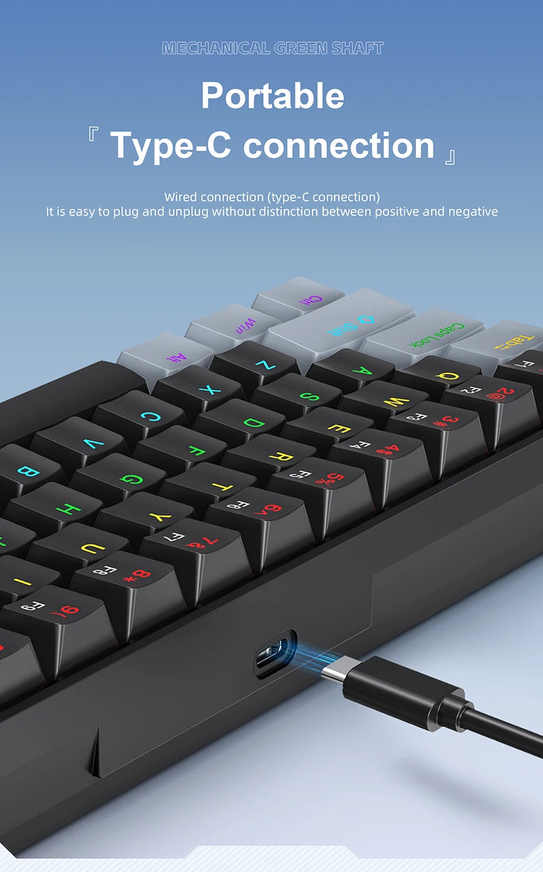 APAYADO K61 Mini Mechanical Keyboard 61-Key Wired Gaming Keyboard with Hot-Swappable Red/Blue Switches, RGB Backlit 60% Compact Mechanical Keyboard
